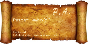 Petter Ambró névjegykártya